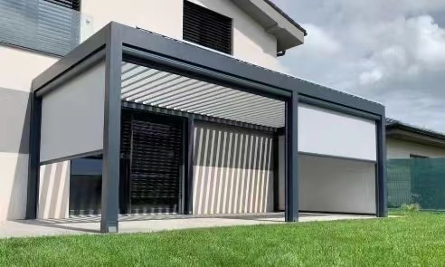 Outdoor Intelligent Adjustable Garden Aluminum Pergola With Waterproof Zip