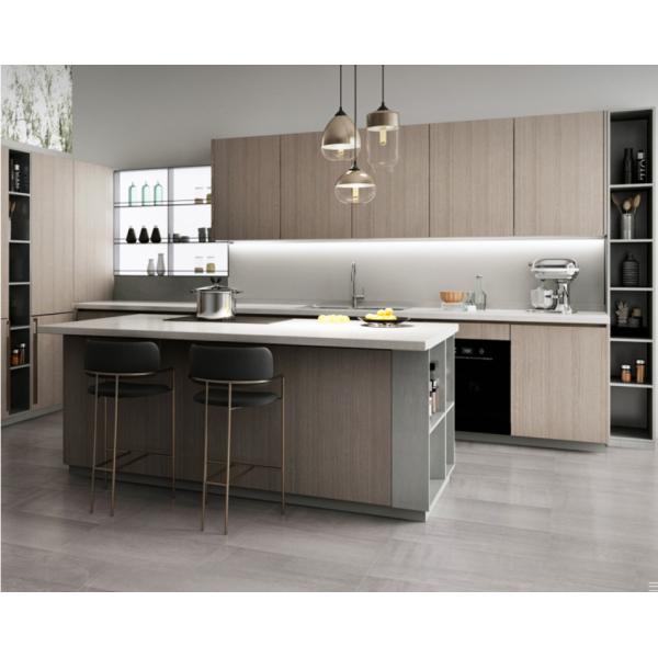 Buy Luxurious Modular Pantry Cabinets Vertical Door Panel White Quartz Stone Countertop at wholesale prices