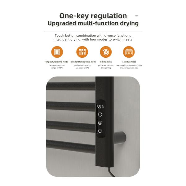 Electric Heated Space Aluminum Bathroom Towel Warmer and Drying Rack for Modern Design