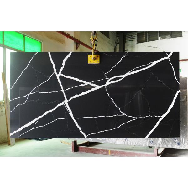Buy Anti Faded White Black Calacatta Quartz Stone Slab 600 X 300mm For Window Sill at wholesale prices