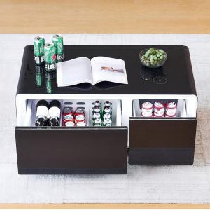 Quality Wireless Charging Modern Coffee Table with Mini Fridge Living Furniture Stainless Steel for sale