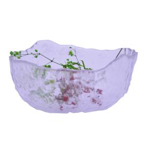 Hammered Pattern Irregular Shape Crystal Salad Serving Bowl