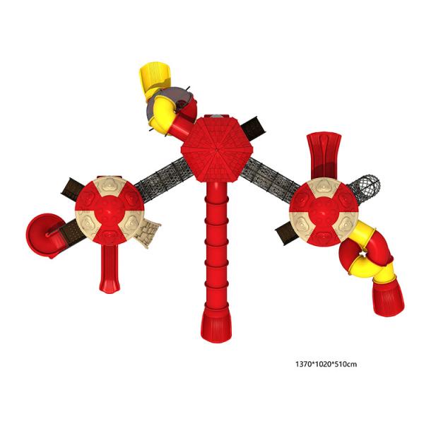 120cm Fall Height Plastic Slide Playground 20 Persons Capacity