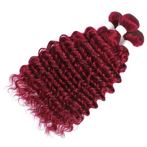 Burgundy Deep Wave Remy Human Hair Bundles Sew In Weave Bundles Brazilian Bundle Deals