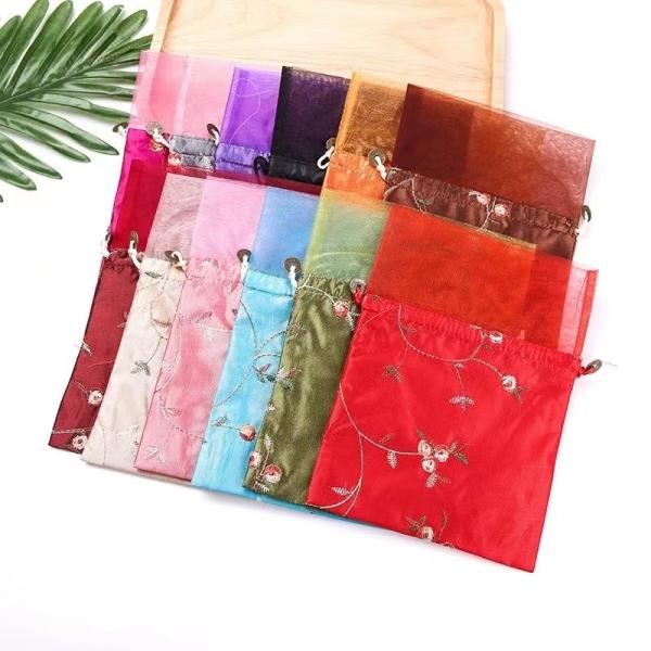 16*23 Cm Chinese Silk Brocade Jewelry Pouch Wedding Favor Drawstring Candy Bags