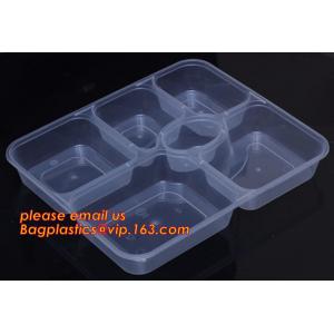 Food grade plastic disposable plastic take away bento box with 4 compartment