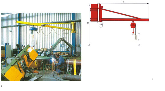 Heavy Weight Design Wall Bracket Jib Cranes Rotational for Indoor Building Maintenance Yellow Color