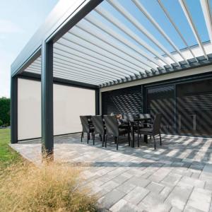 Garden Building Motorized Aluminum Pergola With Ziptrack Blinds Louver