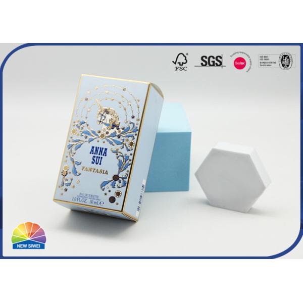 Buy Embossed Gold Logo Printed Folding Carton Box Premium Perfume Package at wholesale prices