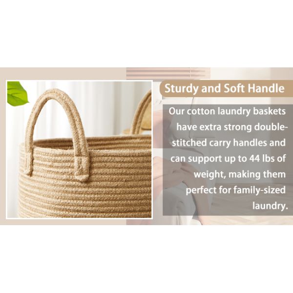 woven jute rope laundry hamper basket