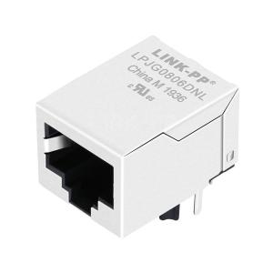 Quality Hanrun HR901130A Compatible LINK-PP LPJG0806DNL 100/1000 Base-T Single Port Integrated RJ45 Magnetics Jack Tab Down Without Led for sale