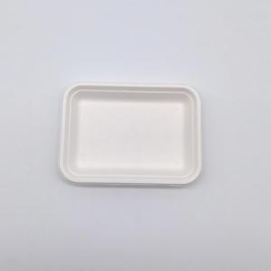 Greaseproof Compostable Square Plates , Supermarket Biodegradable Sugarcane