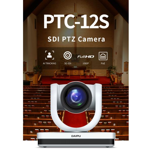 PTC-12S PoE HD-MI 3G-SDI USB 1080P60 HD IP Auto Tracking PTZ Camera for Broadcasting
