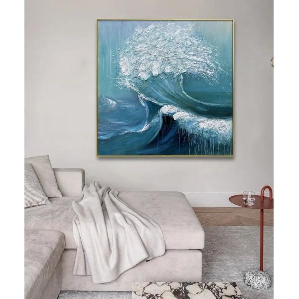 Buy Home Decor Canvas Original Abstractt Heavy Textured Sea Wave Wall Hanging Decor Painting Customized Size Accepted NO Original at wholesale prices
