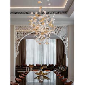 Non Standard Customized Glazed Maple Leaf Chandelier Hotel Banquet Art