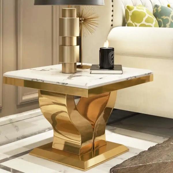 Buy Customized Stainless Steel Edge Table Required Assembly Gold Finish at wholesale prices