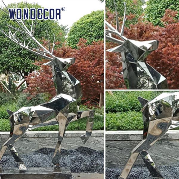 Abstract Outdoor Stainless Steel Artists Garden Geometry Sika Deer Highly Crafted