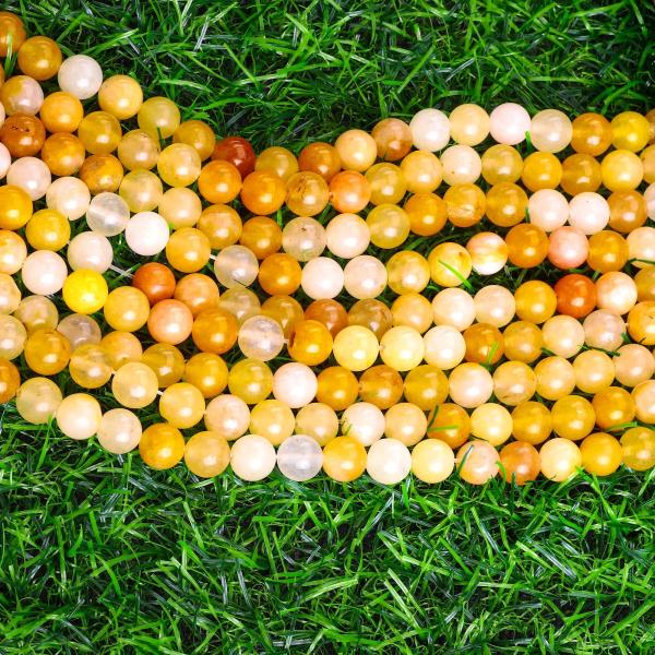 Dark Yellow Jade Round Bead Natural Crystal Gemstone Different Bead Size Loose Bead Strands for DIY Jewelry Making