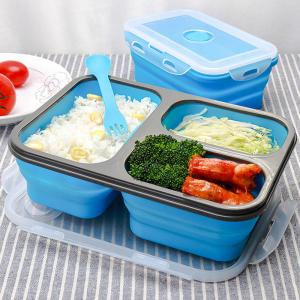 Rectangle 3 Compartment Collapsible Bento Box For Adults