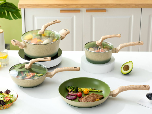 Buy Premium 7Piece Aluminum Cookware Set For Induction Cooktops Green at wholesale prices