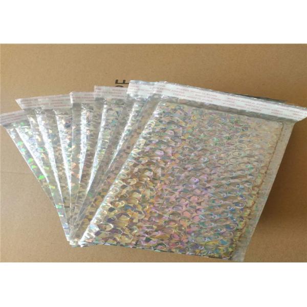 Silver Glamour Holographic Bubble Mailers Padded Envelopes Shock Resistance