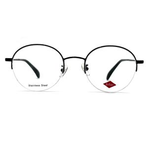 FM3230 Semi Rimless Round Optical Metal Frames In Stainless Steel