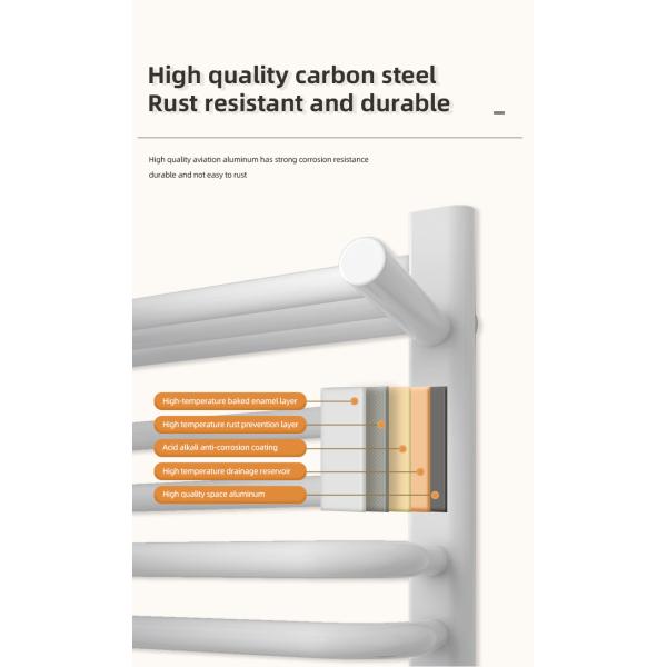 Electric Heated Space Aluminum Bathroom Towel Warmer and Drying Rack for Modern Design