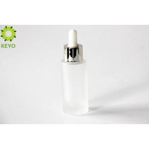 China Cylindrical Frosted Glass Foundation Bottle , 30ml Glass Dropper Bottles on sale