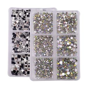 Nail SPA 6 Grid Mix Flat Bottomed Glass Shaped Drill Crystal Multi Shape Glass