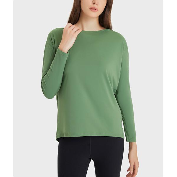 Nylon Nude Feel Ladies Yoga Tops Workout Fashion Loose Women Long Sleeve Shirts