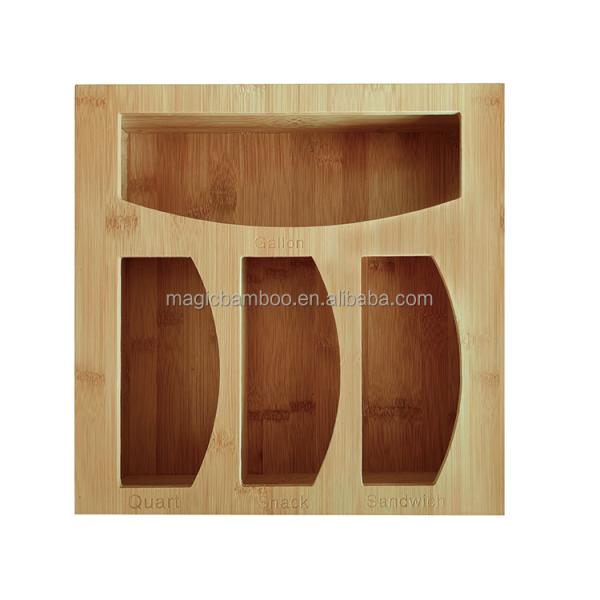 Bamboo Ziplock Bag Storage Organizer Natural Bamboo Plastic Wrap Storage And Dispenser