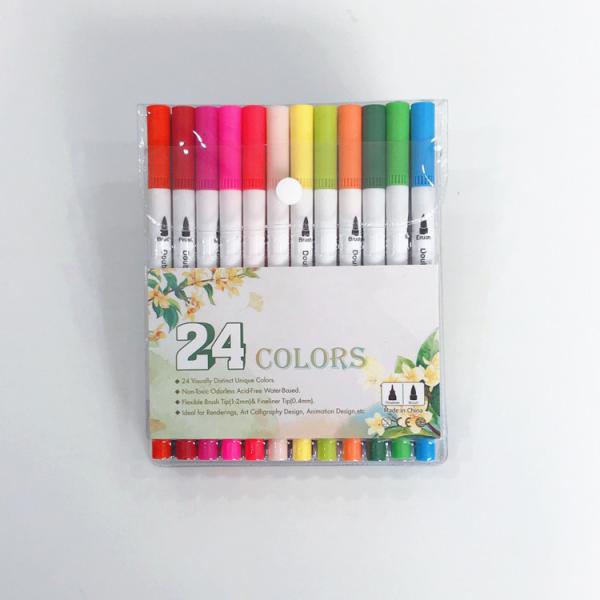 12/24/36/48/60/80/100 Colors Fineliners Water Color Art Markers Pen Dual Tip Brush Set