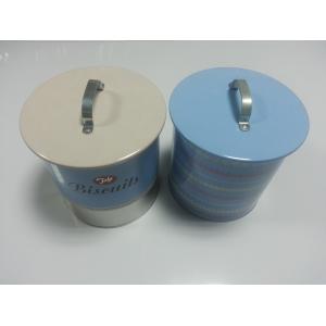White / Blue Tin Cookie Containers With Lid / Cover , 162x175 MM