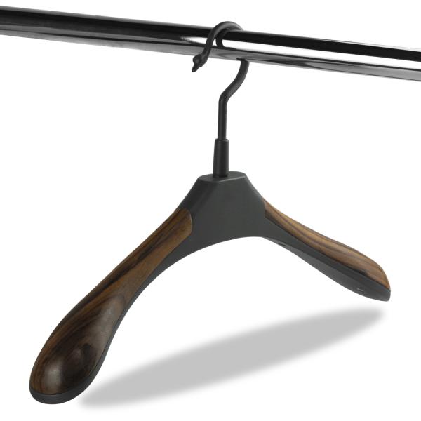 Luxury Bedroom Black Wooden Hotel Coat Hangers 270*450mm Eco Friendly