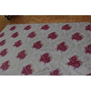 210cm Wide 80gsm Knitted Polyester Tricot Fabric With Red Rose Pattern