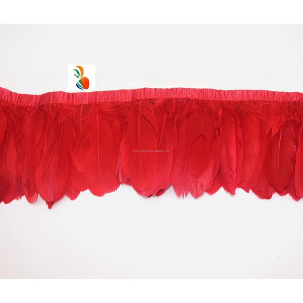 Party Essential 1 Yard Dyed Goose Nagoire Feather Fringe Trimming with Satin Ribbon Tape