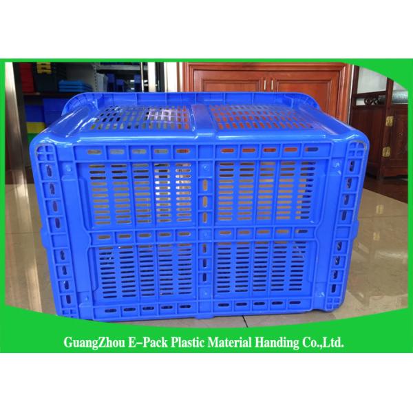 Health Blue Plastic Food Crates Big Capacity Easy Stacking Long Service Life