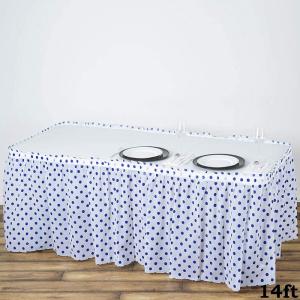 Polka Dot Pattern Disposable Plastic Table Skirts With Adhesive Backside