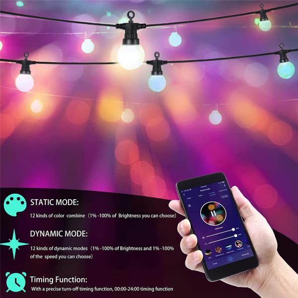 Smart Patio Light Outdoor String Light Christmas Festoon Lights Holiday Decor G50