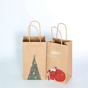 New Year Gift Christmas Gift Bags Recycle Kraft CMYK Printed