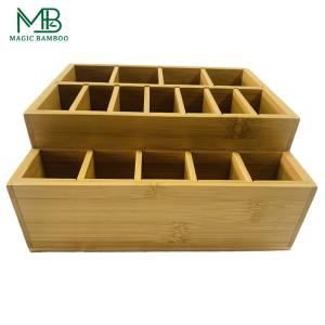 Bamboo Adjustable Multifunction Makeup Tool Storage Box