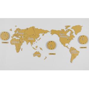 Worldmap Wooden Wall Clock Creative Large Hanging Wall Clocks