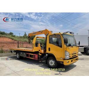 China LHD ISUZU 4x2 5T Flatbed Towing Truck With XCMG Crane on sale