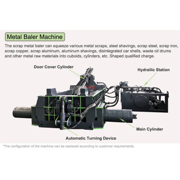 Forward Turning Out Scrap Metal Baler Press For Aluminium Recycling Plant