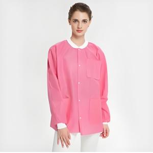 Unisex Protective Polypropylene Nonwoven PP SMS Disposable Lab Coat for Medical