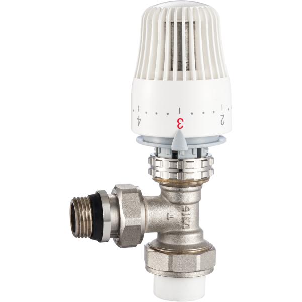4603 Brass TRV Thermostatic Supply Valve Angle Type DN15 Nickel Plated Body with PP-R Adapter x Flexible Male Nipple