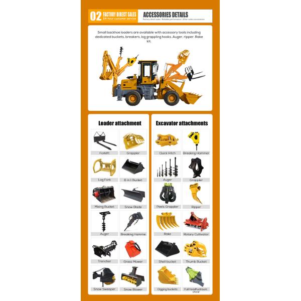 HQ-WZ-15-26 Backhoe Loader Multifunctional Backhoe Excavator With 500mm Wheel Distance