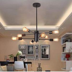 Industrial Style Retro Chandelier Black Iron Branch Straight Bar vintage Lamp