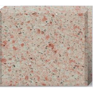 Pink Crystal Engineered Quartz Tile , Solid Polished Quartz Kitchen Countertops