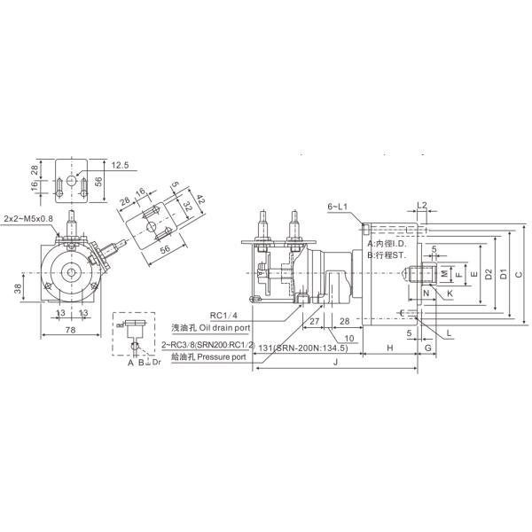 SRN Hydraulic rotary cylinder with stroke control